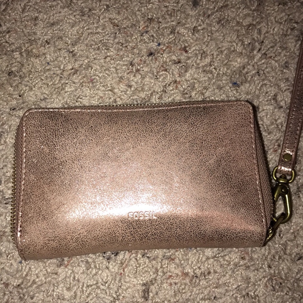 Rose gold fossil wallet